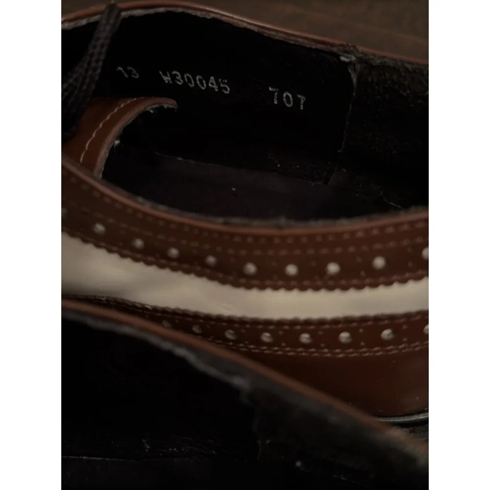 Brentano‎ Spectator Leather Two-Tone Wingtip Tuxedo Shoes Oak/White | Size 13 W